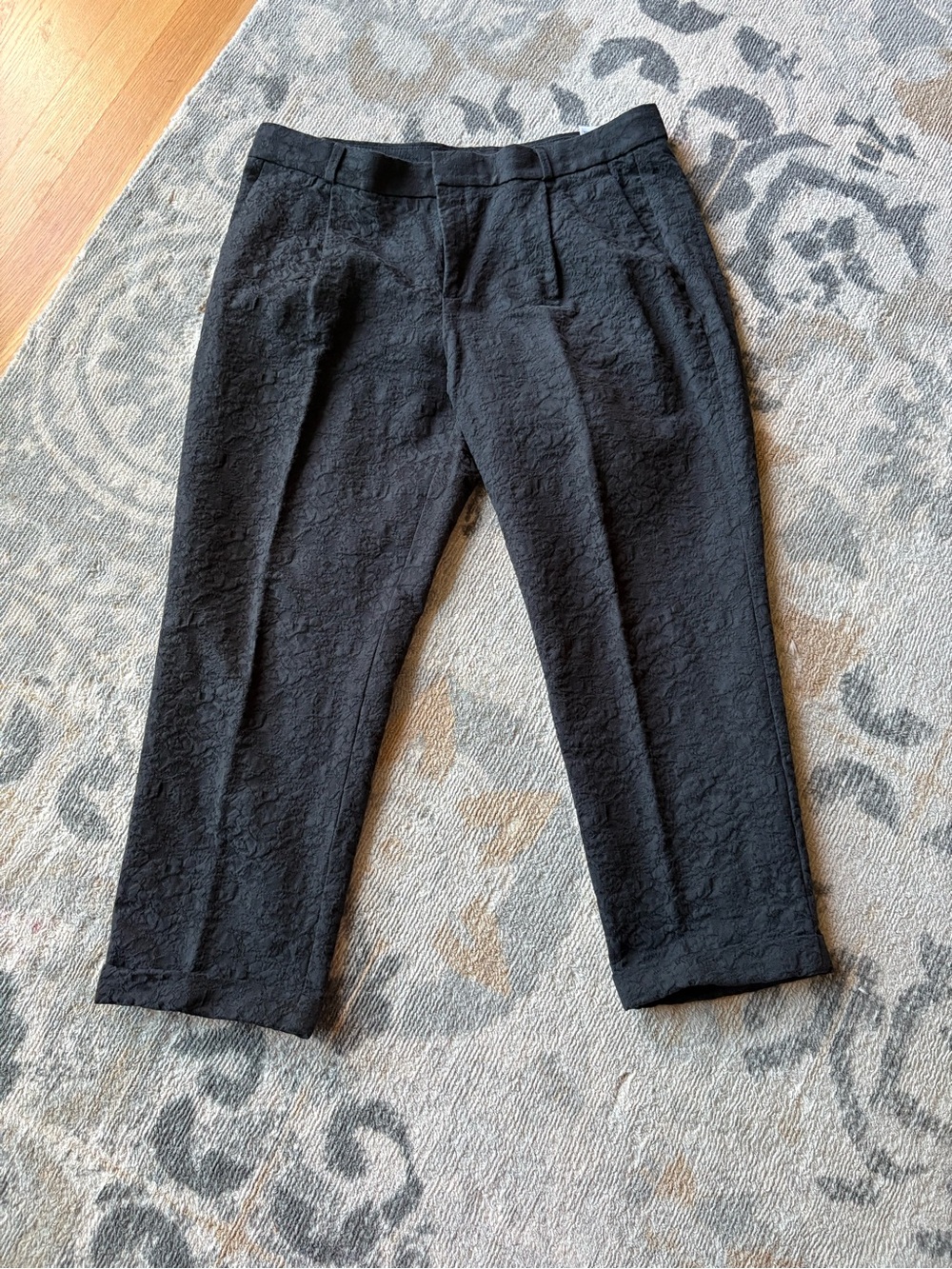 Banana Republic Black Textured Cropped Dress Pants